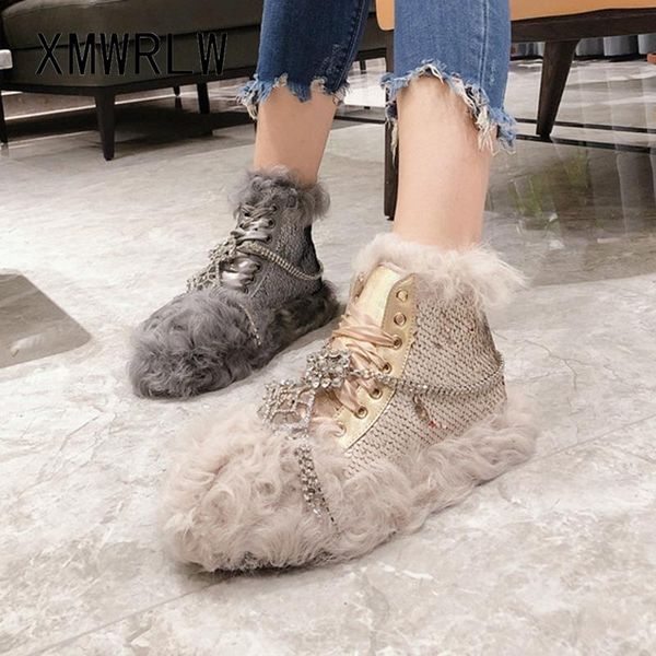 

xmwrlw women's ankle boots 2020 winter fashion sequins snow boots for women non-slip shoes warm ladies ankle boot winter shoes, Black