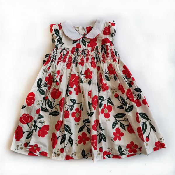 

drs 2020 girls' printed princs children's lapel skirt, Red;yellow