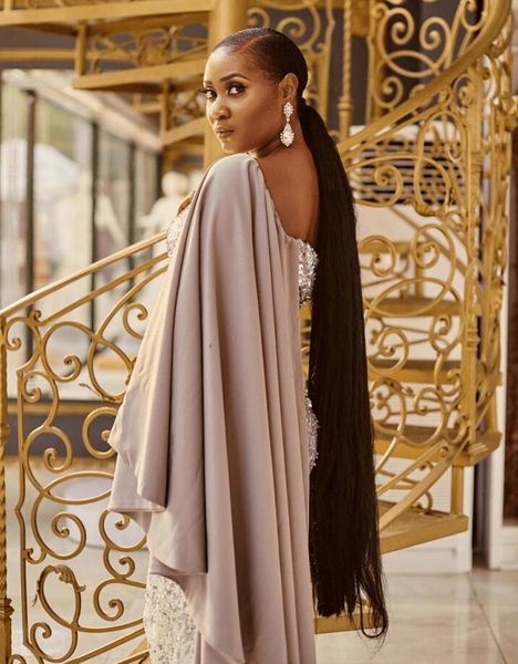 

one shoulder sequin evening dress 2022 cape sleeve plus size mermaid floor length african prom dresses for black girls sparkle formal party, Black;red