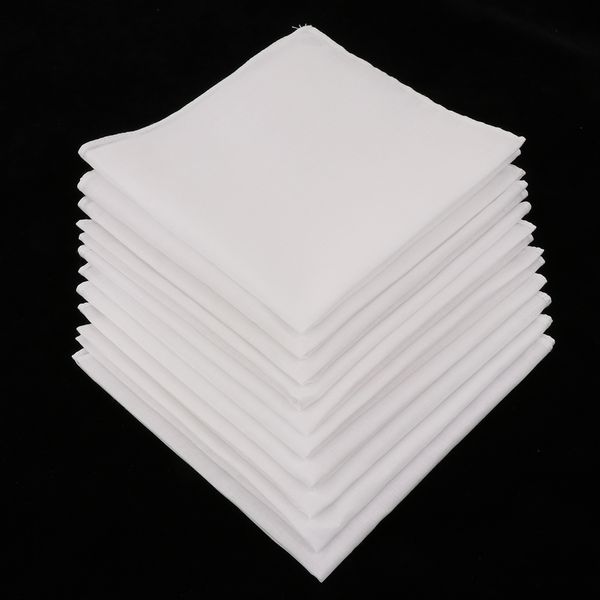10 Stück weiße Herren-Taschentücher aus 100 % Baumwolle, superweich, waschbar, Einstecktuch, Brusttuch, Einstecktuch, 28 x 28 cm