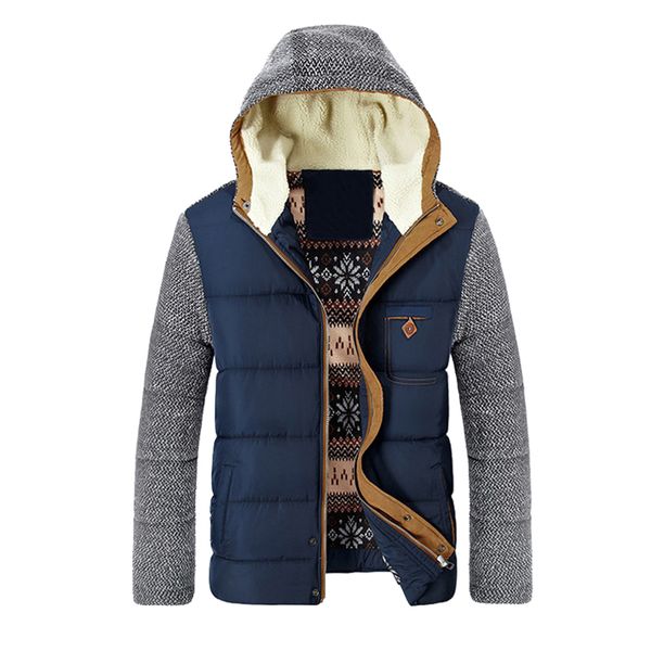 

new winter and men's warm parkas thick fleece cotton coats slim male jackets hooded coat mens brand clothing, Black