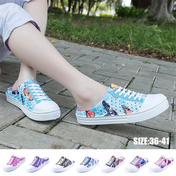 

women fashion half sandals eva patchwork outdoor trend skateboard shoes type slippers convenient butterfly totem flip flop, Black