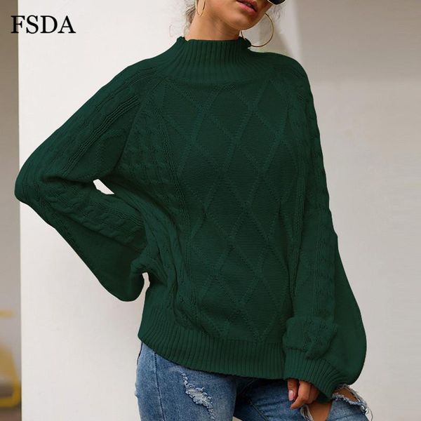 

fsda turtleneck вязаный зимний свитер осенний фонарь рукав сплошные повседневные офисные женщины негабаритные пуловеры элегантные jllbnd bet, White;black