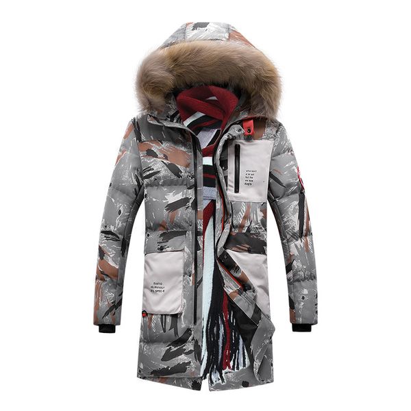 

2021 new seabed winter male gross clothes flag keep warm parkas x-long leather collar with hood windbreakers jacket 2l31, Black