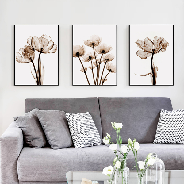 

nordic simple transparent flower canvas painting art print elegant poetry poster picture home wall decoration modern wall decor