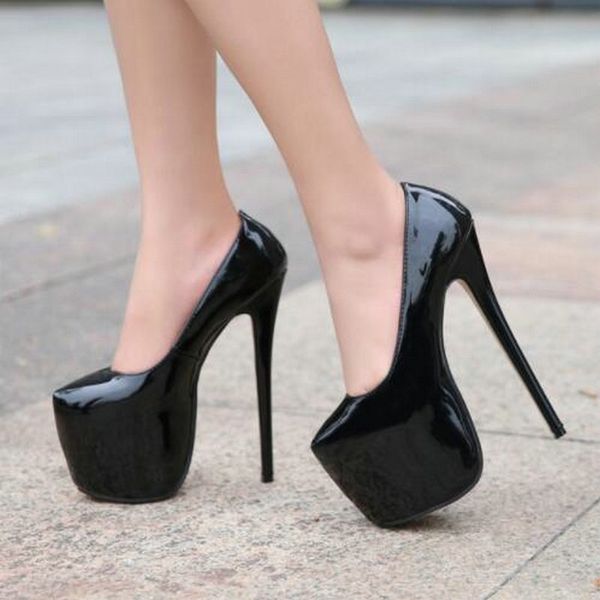 

35-44 size women super high heels 18cm shoes concise 8cm platforms shoes pumps wedding party leather shoes zapatos mc-47 t200111, Black