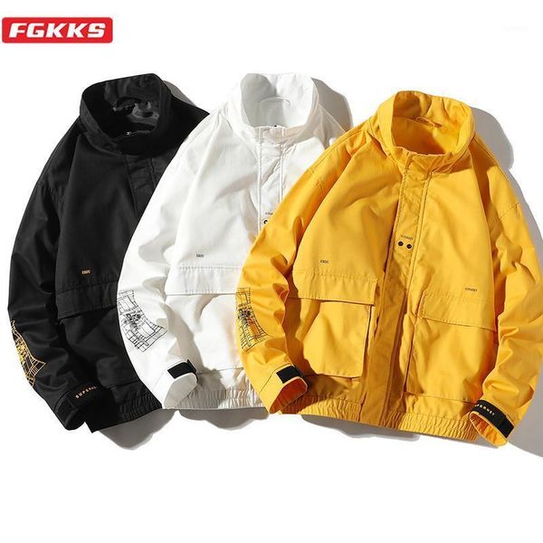 

fgkks men fashion jackets new men's stand collar casual jacket trend brand original japanese style rainproof tooling jacket male1, Black;brown