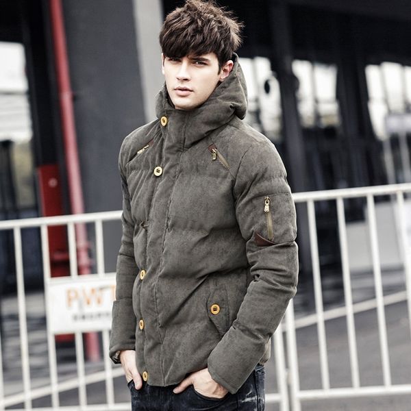 

parkas winter 2021 jacket of men with hoods men's solid cotton jackets male new design quality velvet clothes d01 6t14, Black