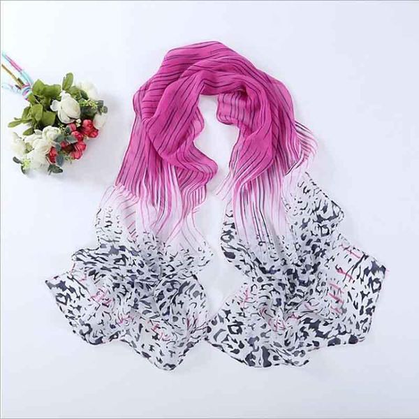 

silk woman scarf new leopard print gradient color chiffon scarf for ladies fashion 2020 wild dual-use chiffon shawl, Blue;gray