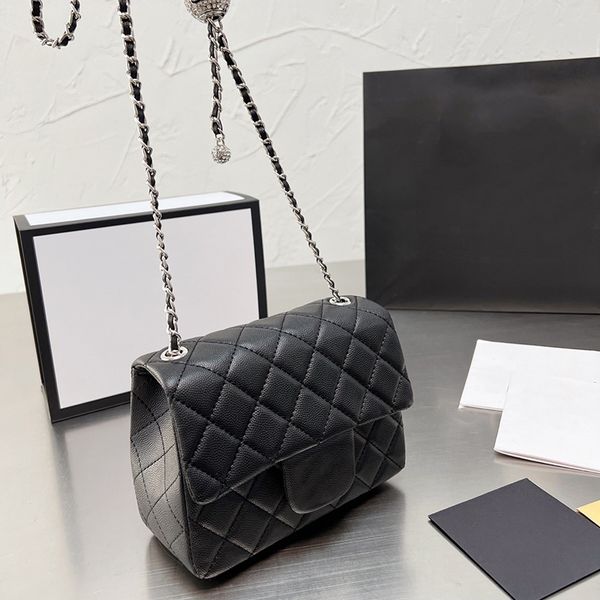 

17cm classic mini flap pearly shiny color bags caviar leather quilted square silver metal hardwre matelasse chain crossbody shoulder purse c