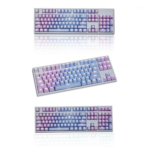 

keyboards 1 set replaceable pbt keycaps 87 104 108 transparent lettering keys double s injection backli key cap for mechanical keyboard1
