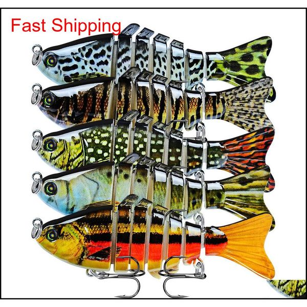 

5pcs/lot multi-section fish hard baits & lures 15 color mixed 10cm 15.5g 6# hook fishing hooks pesca fishing tackl qylqrp yhshop2010