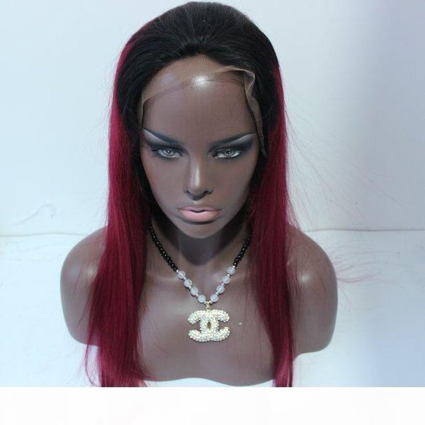 

ombre straight glueless full lace wigs & front lace wigs two tone color human hair wigs 100% indian human hair, Black;brown