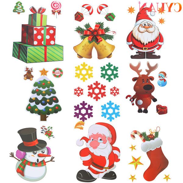 

glass sticker removable decorations for window christmas home santa snowman navidad 2019 natal noel new year 2020 gift