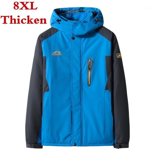 

big size 8xl men's casual waterproof jacket winter tourism windbreaker thicken fleece warm jacket male windproof hooded coat1, Black;brown