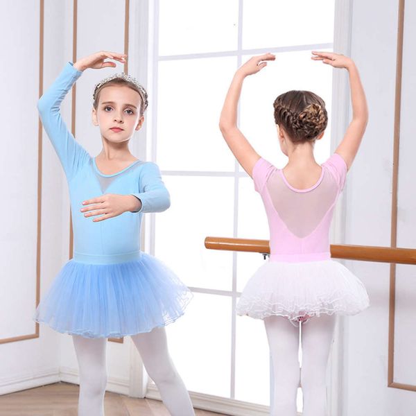 

exercise gymnastics children's long short sve skirt, chine dance drs, young summer ballet skirt, Blue