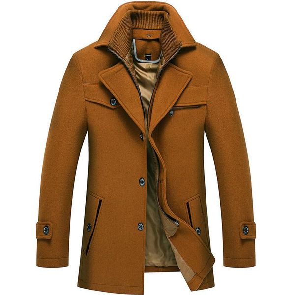 

winter jacket men man wool woollen overcoat thickening lapel loose coat male abrigo largo hombre chaqueta invierno hombre, Black
