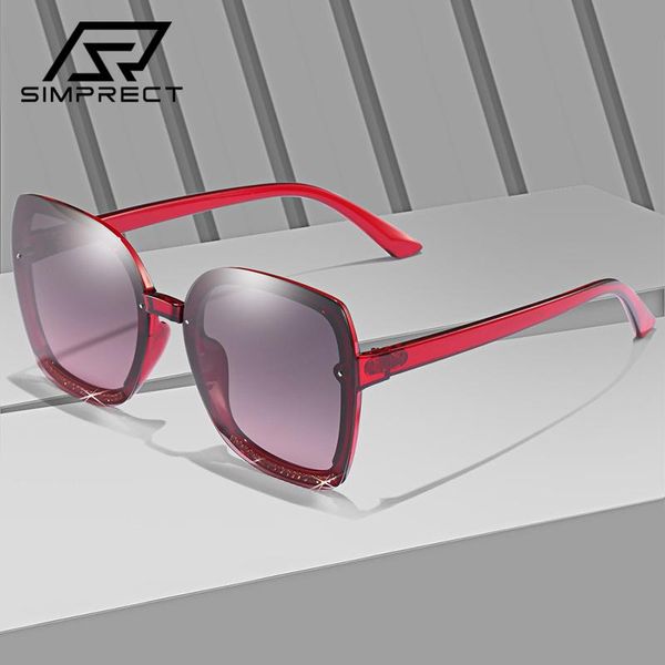 

simprect oversized polarized sunglasses women 2020 anti-glare driver's rimless square sunglasses retro vintage shades for women, White;black