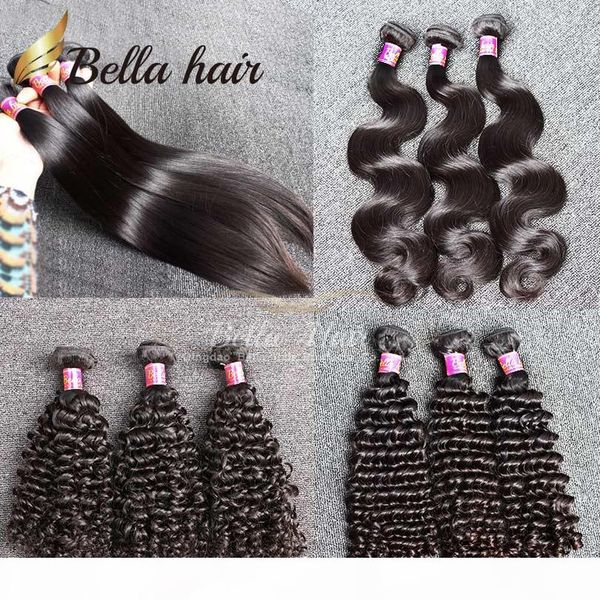 

bella hair 9a brazilian hair virgin hairextensions 2bundles human hair weave curly deep wave straight body wave human hair ing, Black