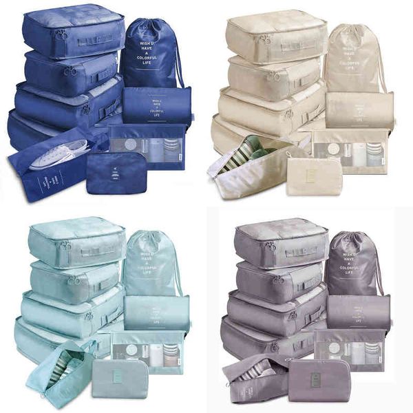 

nxy cosmetic bag 9 piece suitcase organize storage portable clothes underwear shoes packing set travel makeup 0119