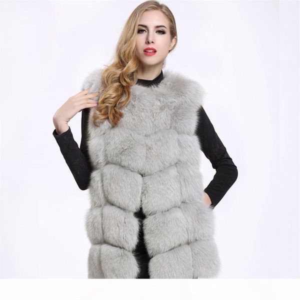 

lededaz royal blue sleeveless faux fur jacket & coat fashion spring autumn ladies long faux fur vest 3xl, Black