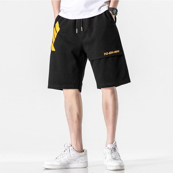 

summer beach men's sports shorts men's loose quick drying letter casual printing breathable large size outside shorts m-3xl, White;black