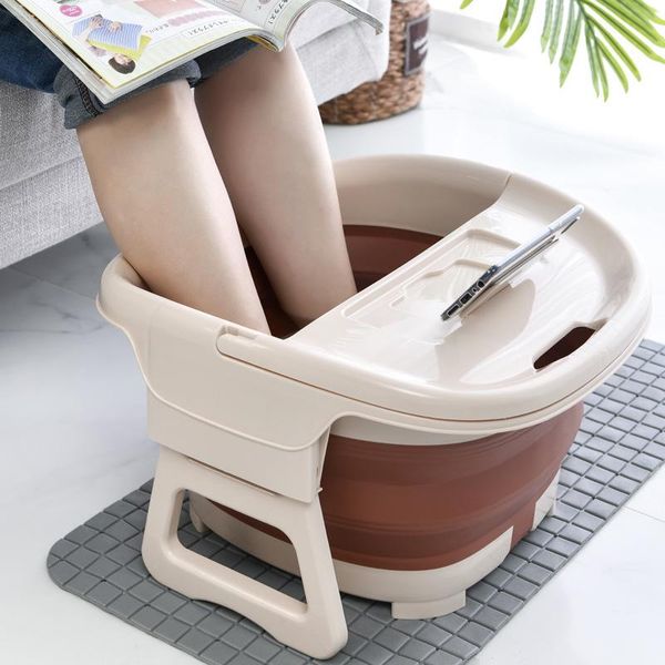 

foldable footbath plain foaming massage bucket foot soaking bucket household plastic sauna bathtub pedicure bath water