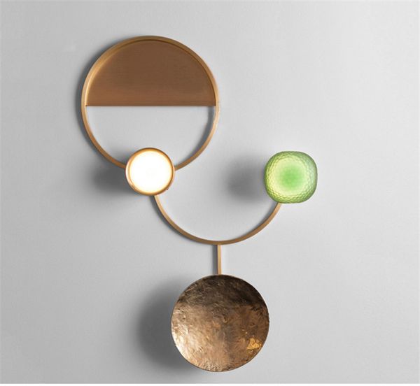 

creative copper glass wall lamp shop corridor aisle wall lamp bedroom bedside sconce background home lighting