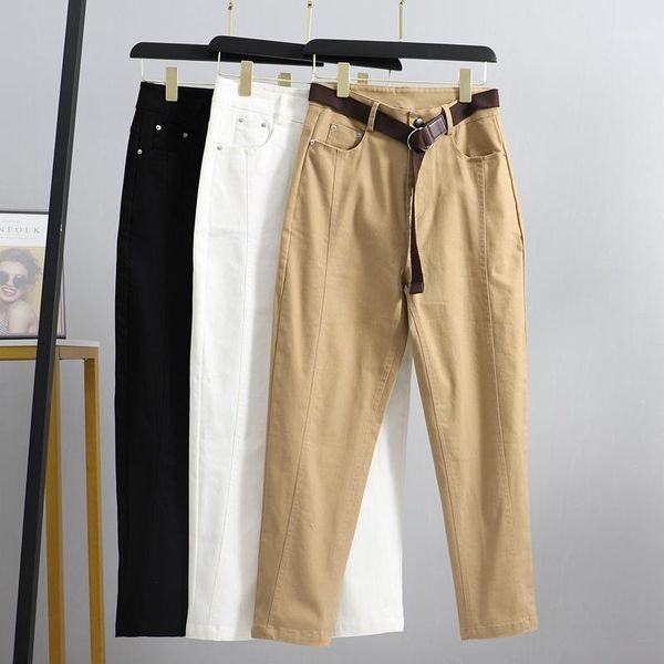 

gigogou -xxl autumn winter high waist women harem pants solid cargo pants loose streetwear full length pencil trousers1, Black;white