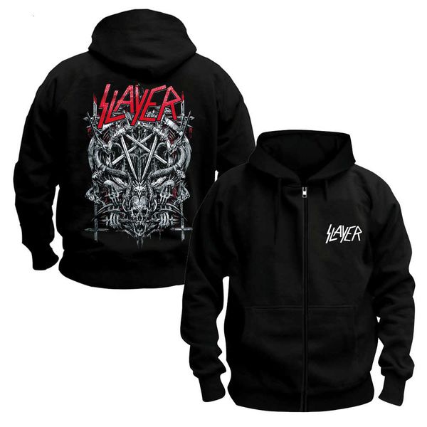 

slayer metal four giant evil crest punk heavy metal hoodie, Black