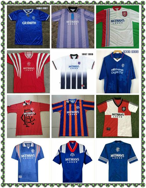 

1992 1994 1996 1997 glasgow rangers soccer jerseys retro home gascoigne albertz classic football shirts mccoist 90 92 94 football uniforms, Black;yellow