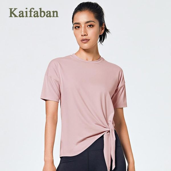 

women bandage t-shirt sports fitness summer o-neck short sleeve moisture yoga clothes quick-drying breathable loose running kg-662, White;red