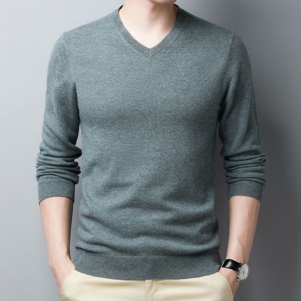 

autumn winter wool sweater men bottoming shirt v-neck pullover knitting solid color thin clothes, White;black