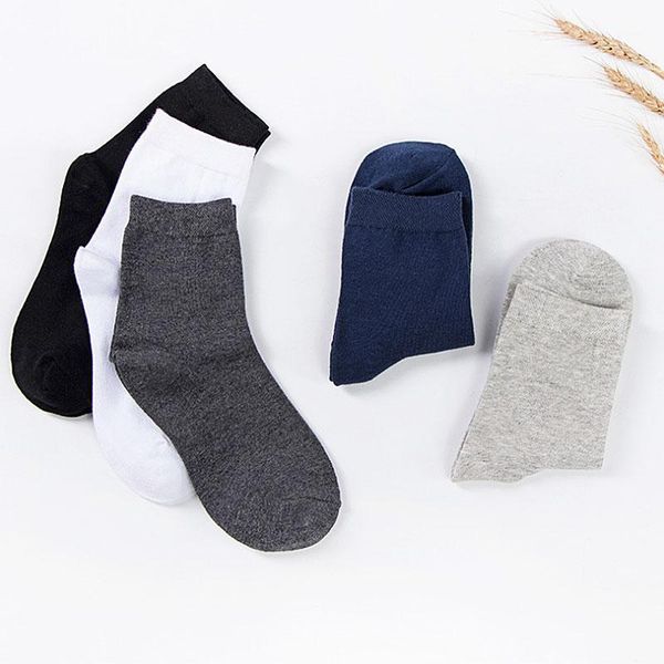 

lnrrabc spring autumn cotton men's business socks solid color tube socks male casual men wholesale chaussette meias1, Black