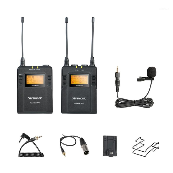 

saramonic uwmic9 broadcast uhf camera wireless lavalier microphone system transmitters and receivers for dslr camera &camcorder1