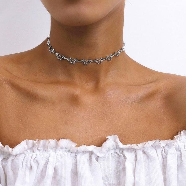 

мода choker прекрасный золотой серебряный цвет выдалбливают ожерелье бабочки короткие женщины летний отпуск романтический подарок ювелирные, Golden;silver