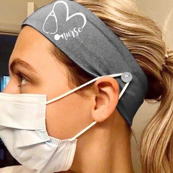

stethoscope doctor nurse heart button headband cute printed headwrap protect ears face mask holder elastic turban