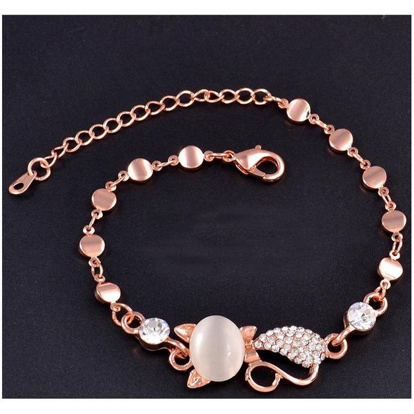 

mix charm bracelet cat eye gem stone luxury marquise cut austrian cz crystal gold plated rose fox fish heart jewelry wmtorw luckyhat, Golden;silver
