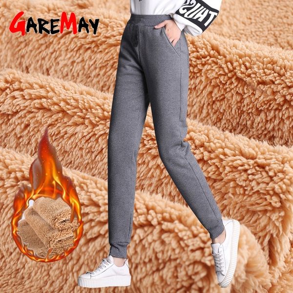 

winter women's pants velvet lamb cashmere plus size s-5xl high waist thick loose harme warm sports pants for women y200114, Black;white