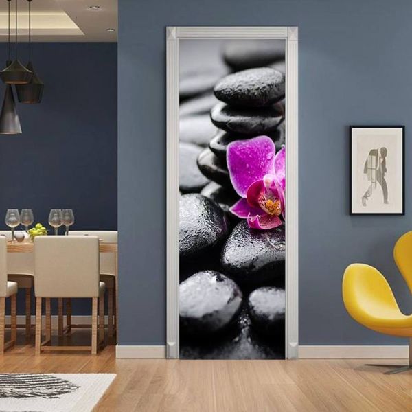 

meiji creative environmental protection 3d flower door renovation self adhive pvc sticker for bedroom wall