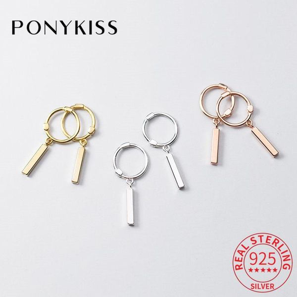 

hoop & huggie ponykiss office 925 sterling silver square teassl earrings for women party delicate jewelry accessory wholesale, Golden;silver
