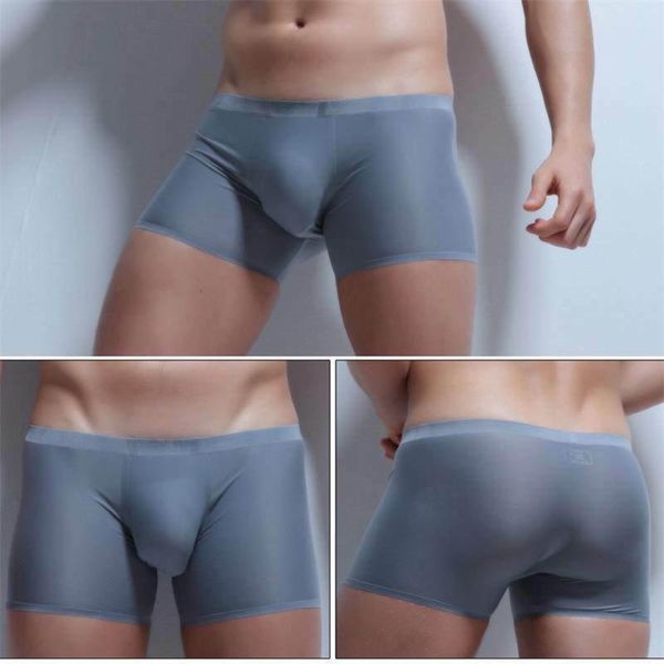 

men's seamless comfortable ice silk boxer trunks soft underwear briefs ice silk seamless underwear men's boxer briefs sexy, Black;white
