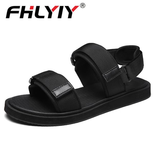 

men's sandals summer men shoes breathable walking beach slippers outdoor shoes flat casual flip flops sandalias y200702, Black