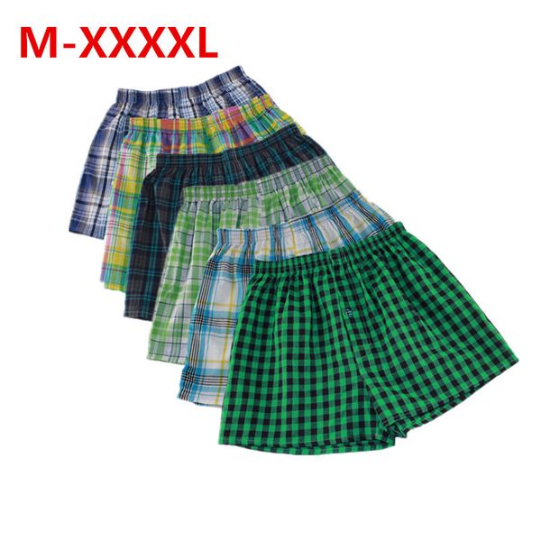 M-XXXXL Мужское нижнее белье Boxers Свободные Шорты Классические клетки Мужчины Боксер Шорты Смешанные Цвета Ствол Хлопчатобумажные Cuecas Нижнее белье 4 Шт. 201023