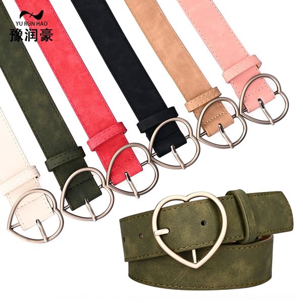 

th9dv ремень универсального сердца женщины из искусственной кожи сплава персика кнопка японской кнопки женской матовых кожаного студента run, Black;brown