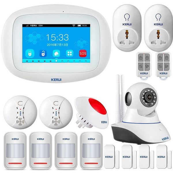 

alarm systems kerui k52 wifi gsm panel 4.3 inch tft color display security home smart residential wireless burglar kit1