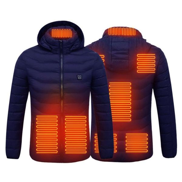 

outdoor jackets&hoodies 2021 usb 8 areas heated vest jacket men winter electrical with caps hunting waistcoat hiking, Blue;black