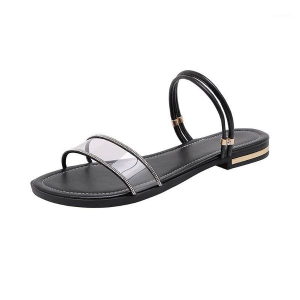 

sandals summer women shoes natural genuine leather buckle flat open toe ankle strap ladies sandals1, Black