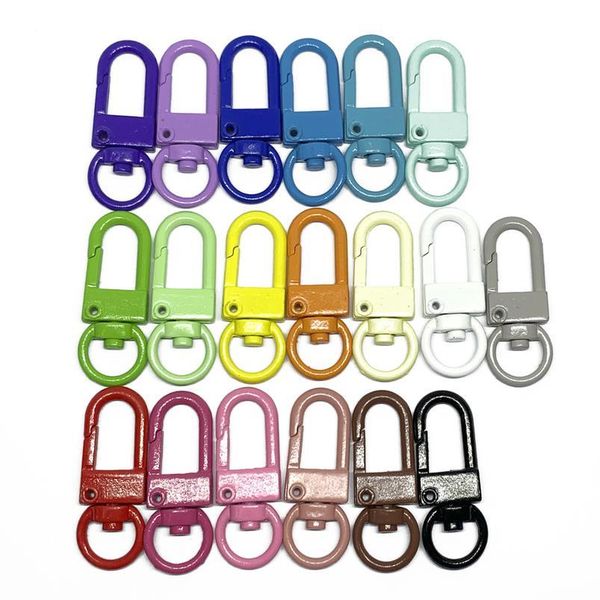 

19 colors 10pc/lot square keychains lobster clasps hooks key chain key rings for diy trinkets pom pom keychain jewelry qylupf