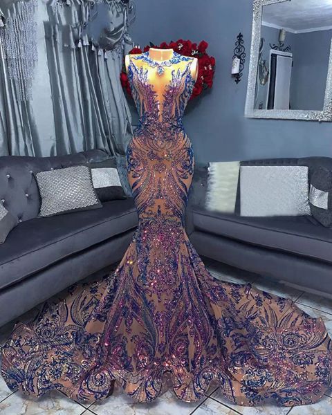 

sparkly long evening dresses 2022 mermaid style sequin african women black girls gala celebrity prom party night gowns dwj0309835913
